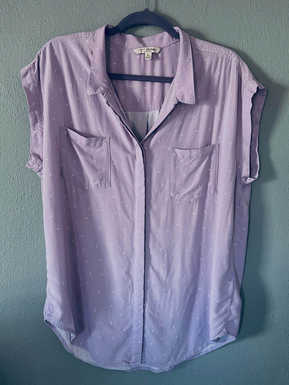 JACHS NY Jachs Girlfriend Button Front Cap-Sleeve Lavender Blouse | Women’s XL